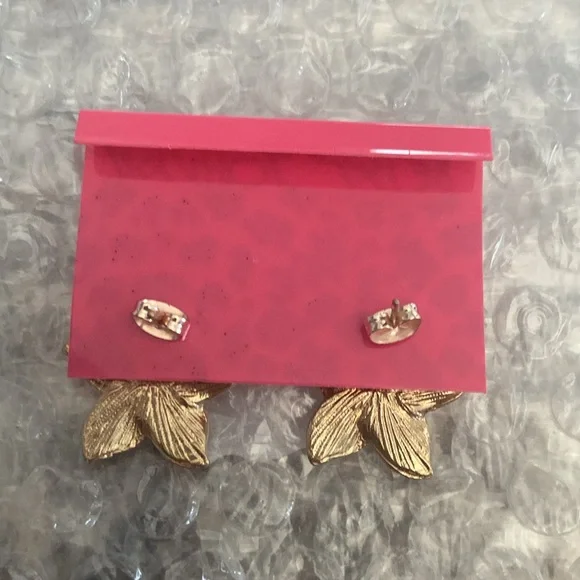 Betsy Johnson Gold Flower Earrings - Picture 2 of 2